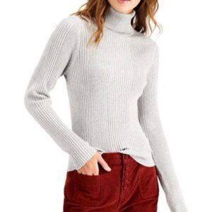 JR350 Hooked Up By IOT Heather Gray Juniors' Ribbed Turtleneck Sweater Size L